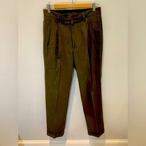 banana republic 31L 100% cotton pleated front ‎ olive pants Women Trousers